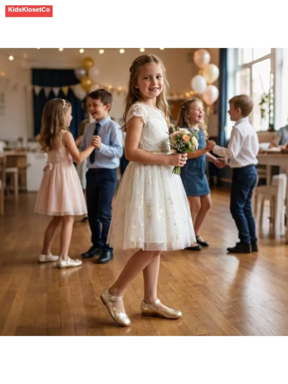 Toddler Girls Mary Jane Ballet Flats Dress Shoes Scalloped Hook & Loop